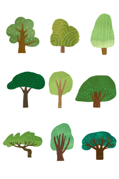 手绘森林树木素材