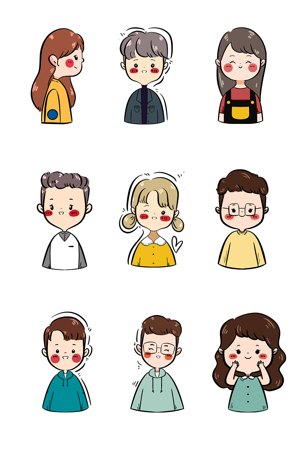 卡通人物头像插画素材模板下载-编号2110972-众图网