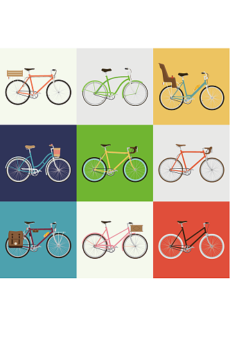 各款式骑行单车素材  交通工具设计元素
