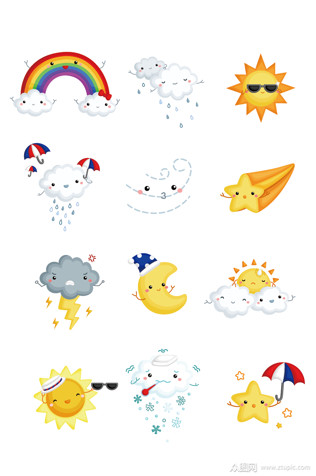 可爱天气矢量图标