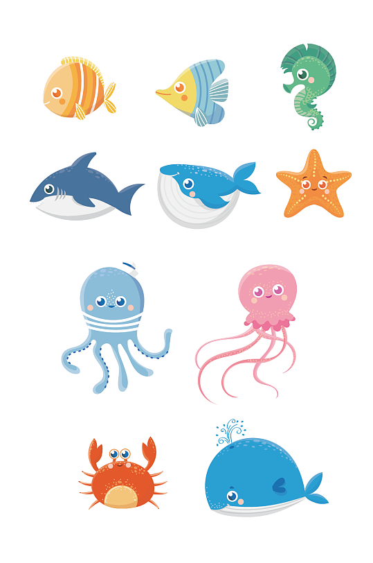 卡通可爱海洋生物