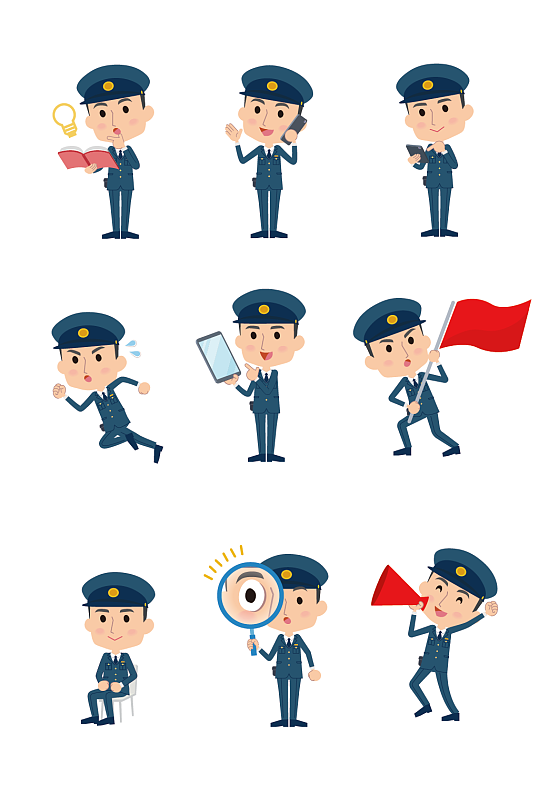 c4d卡通警察人物模型场景创意矢量卡通人物小人女孩警察立即下载