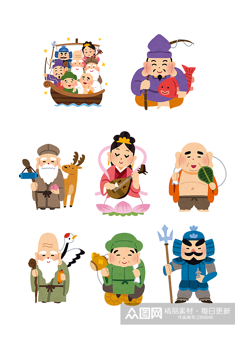 卡通神话人物八仙福星寿星素材素材