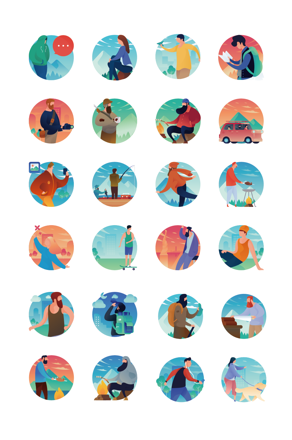 日常生活娱乐场景插画素材