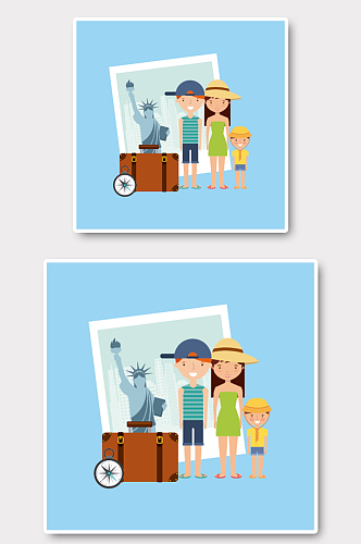 家庭旅游插画海报