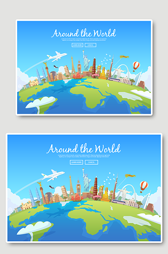 全球旅游宣传海报插画