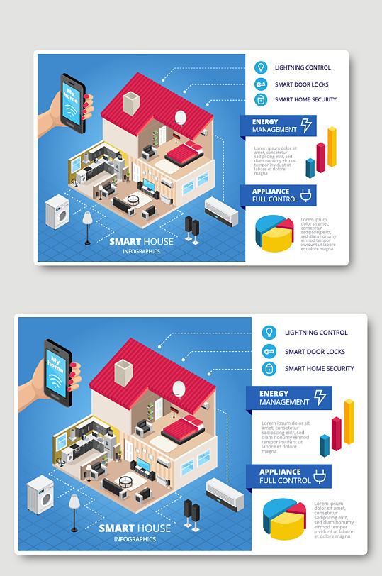 智能家居信息图表插画
