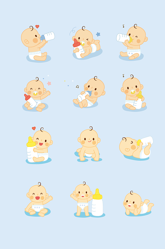 初生婴儿喝奶动作素材