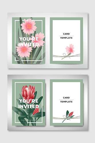 唯美植物花朵邀请卡片