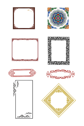 中式纹路方形边框装饰