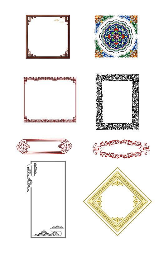 中式纹路方形边框装饰