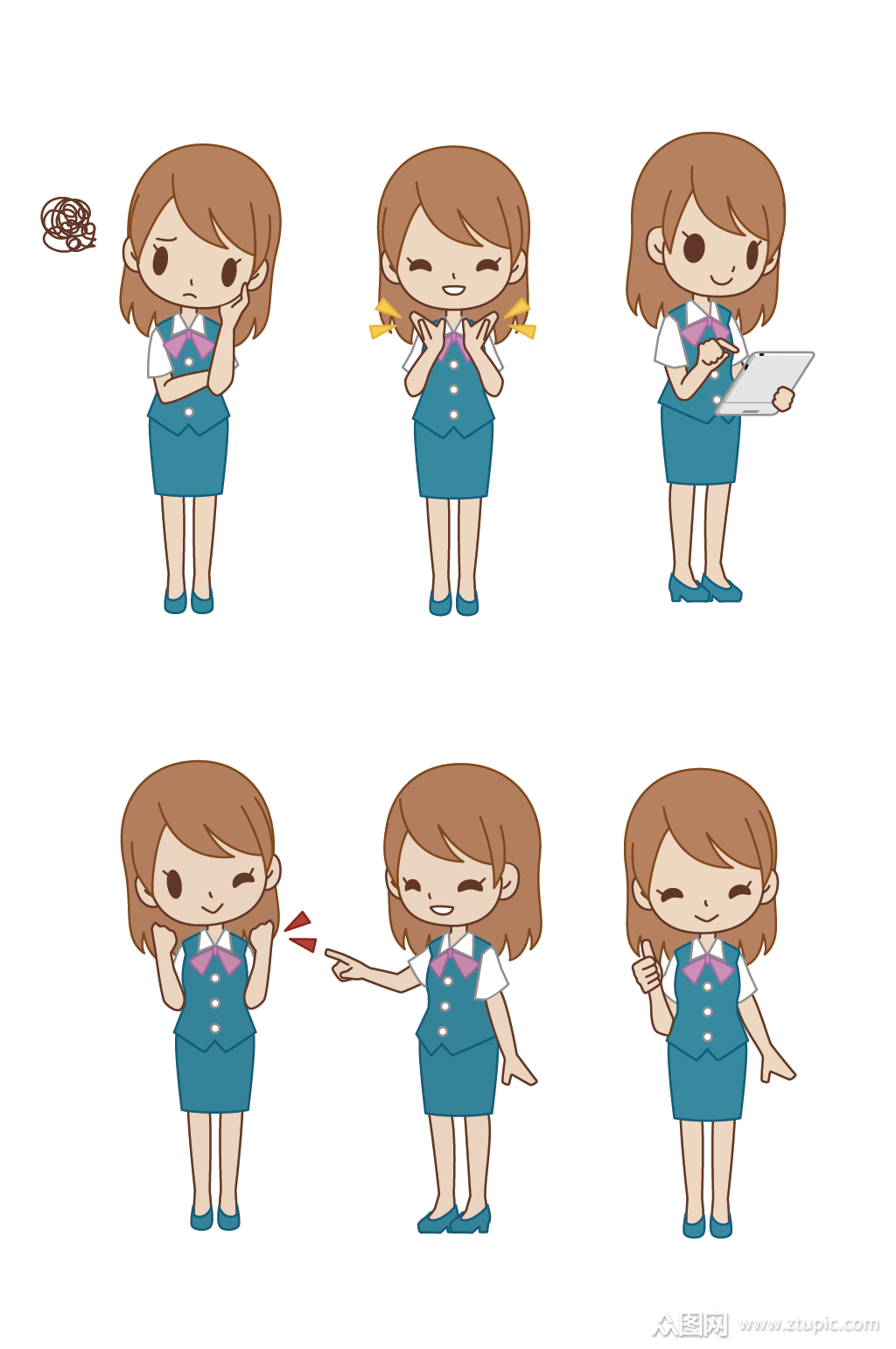 客服卡通人物女性形象素材