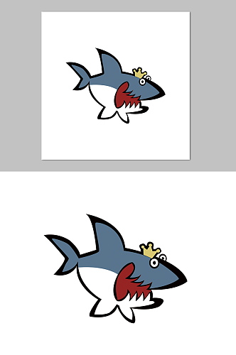 可爱插画鲨鱼卡通