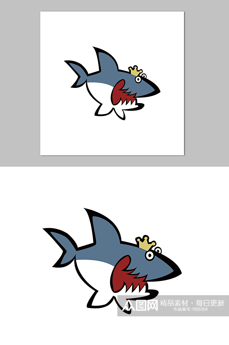 可爱插画鲨鱼卡通素材