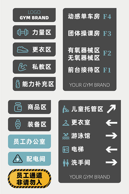 创意健身房标识牌门牌