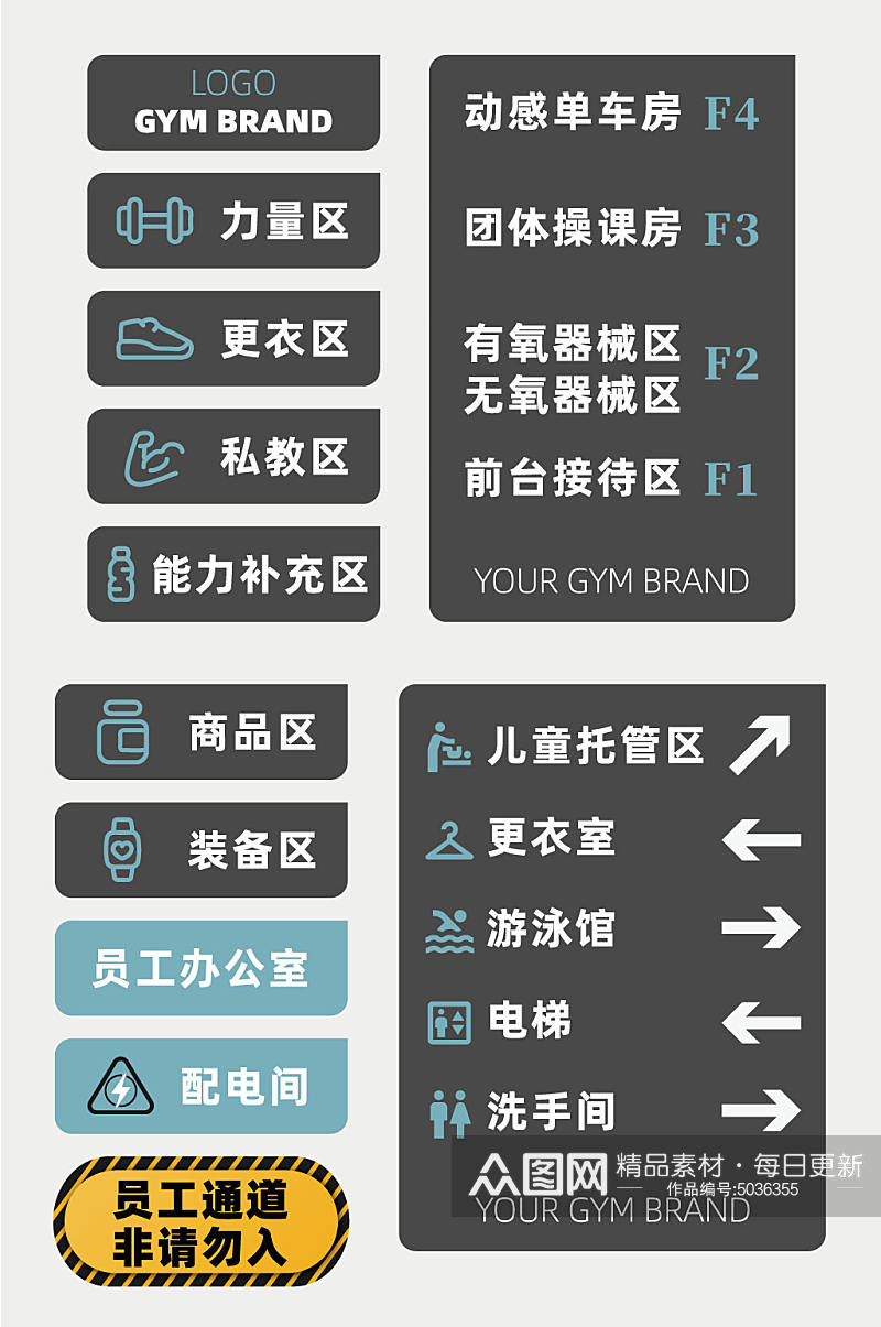 创意健身房标识牌门牌素材