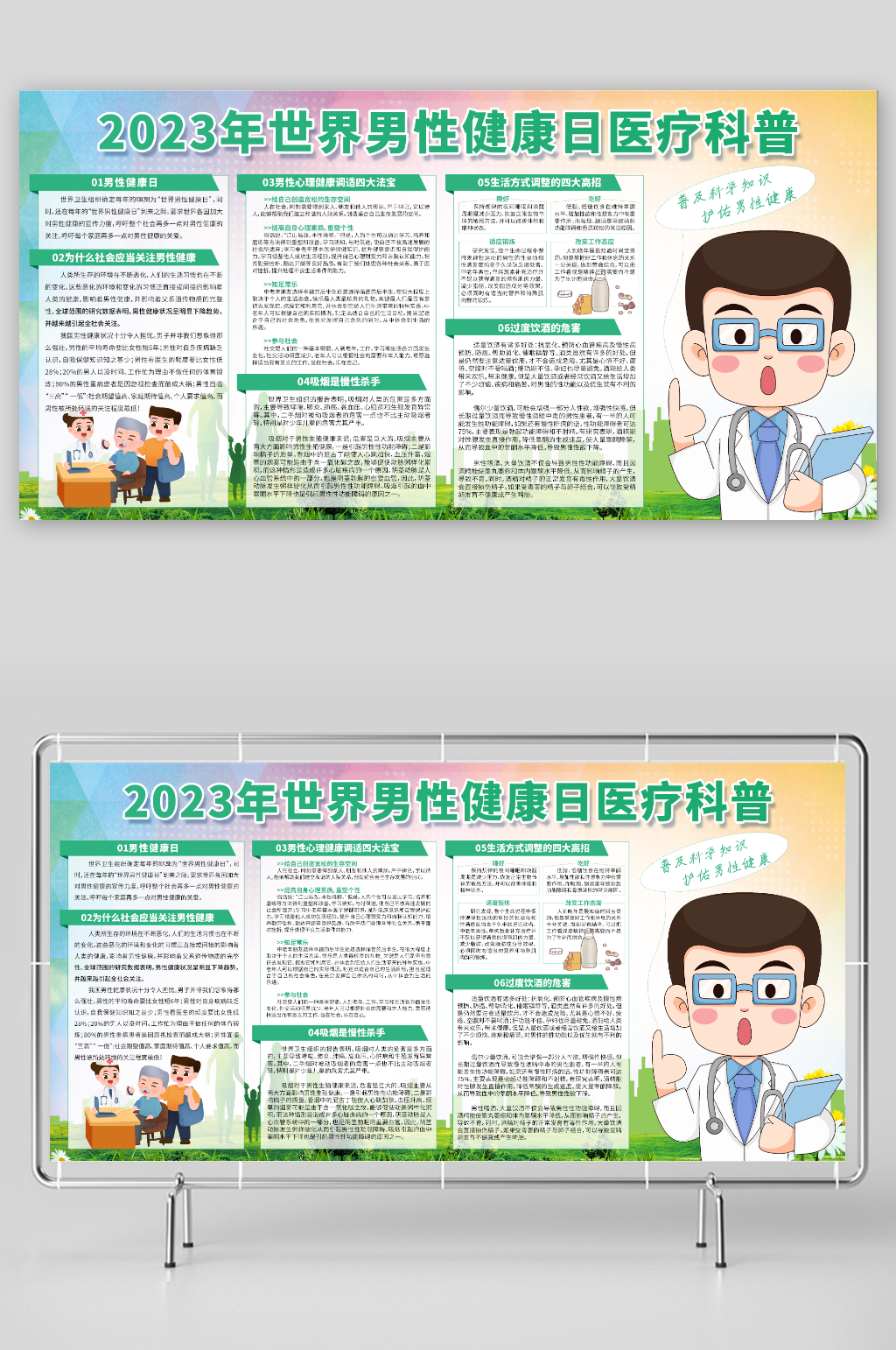2023年世界男性健康日医疗科普展板素材