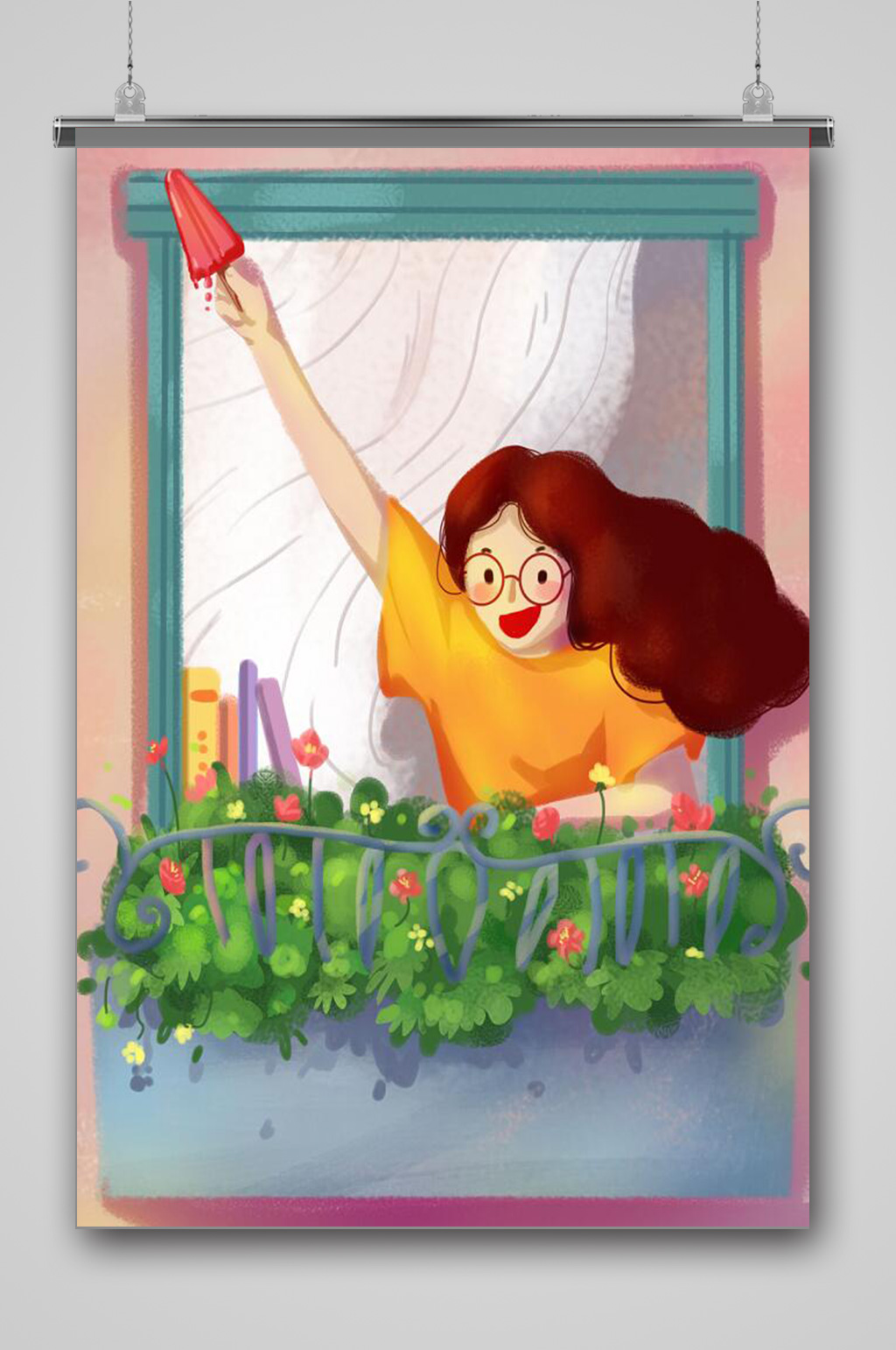 清新简约唯美立夏插画素材