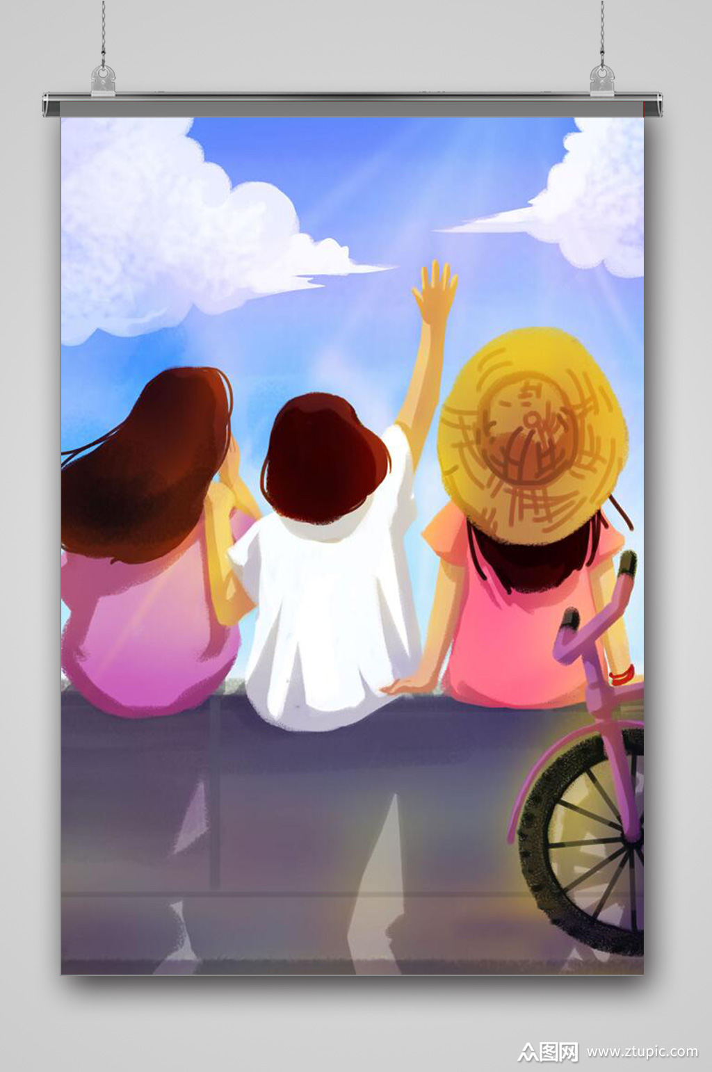 致青春五四青年节插画