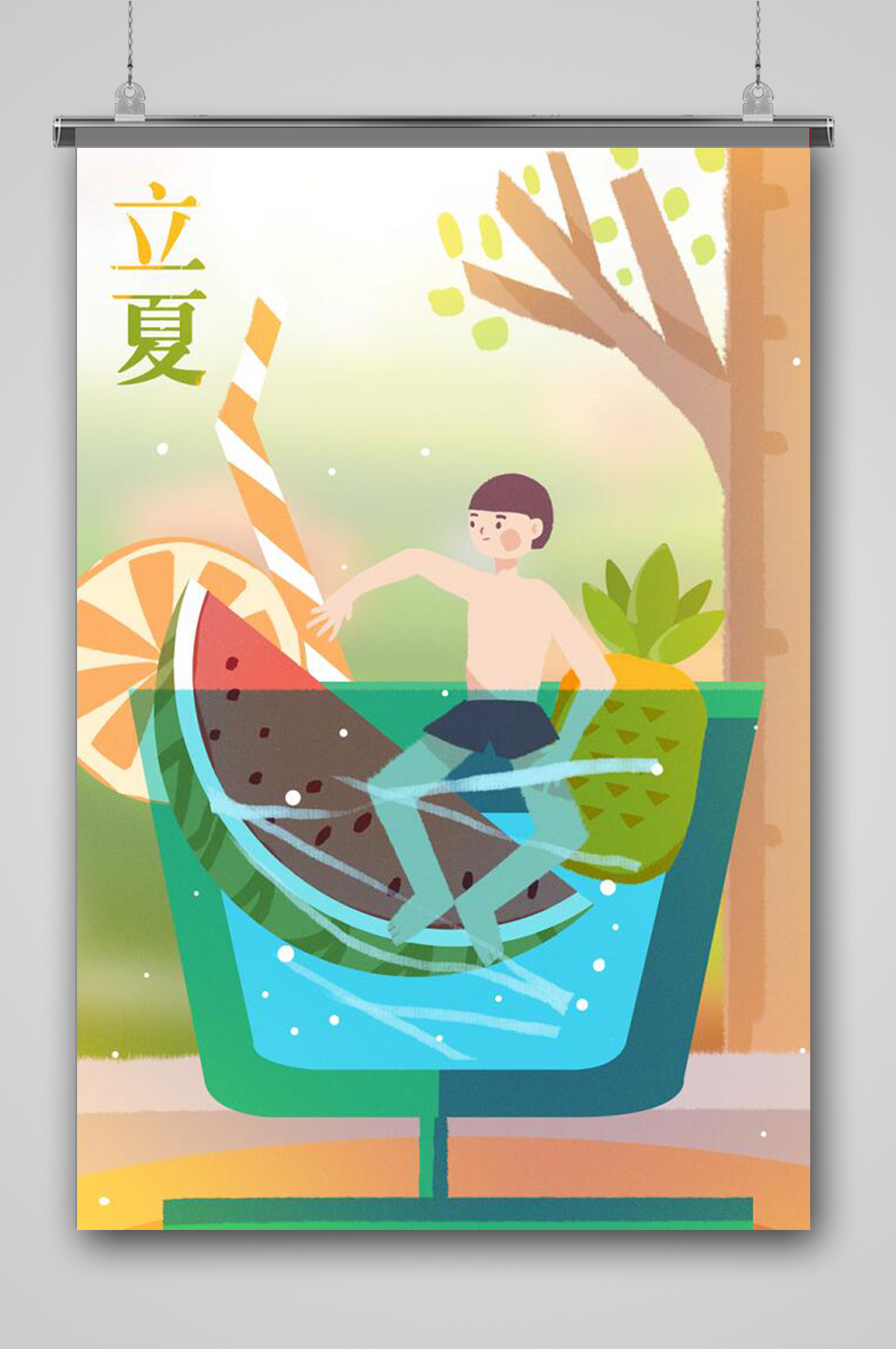 清凉治愈系风格立夏插画素材