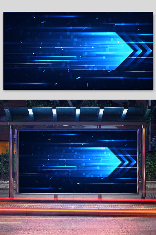 蓝色箭头商务科技动感背景-众图网