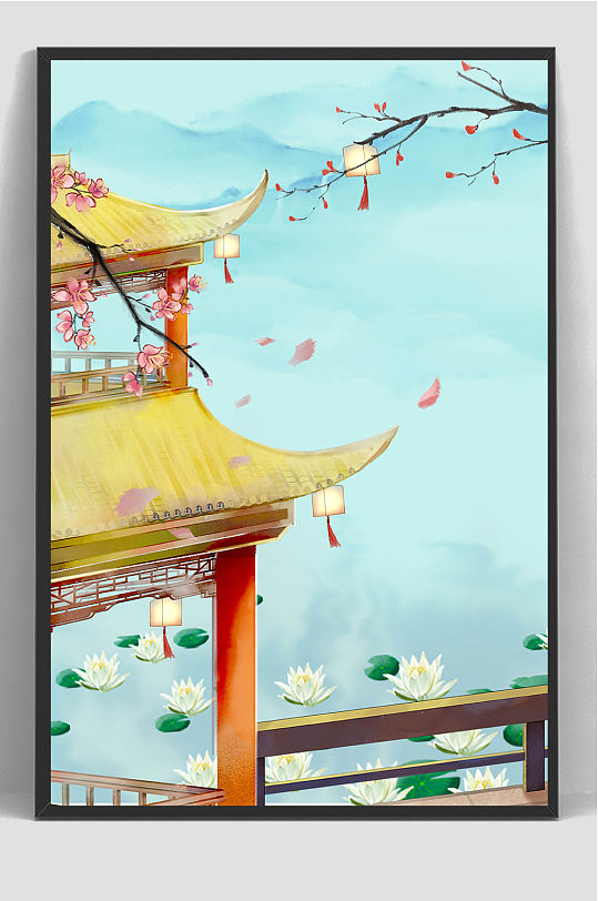 古风建筑海报插画