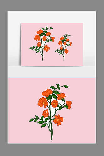 植物红花朵花枝元素设计