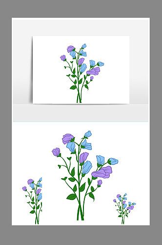 植物紫色花朵花枝元素