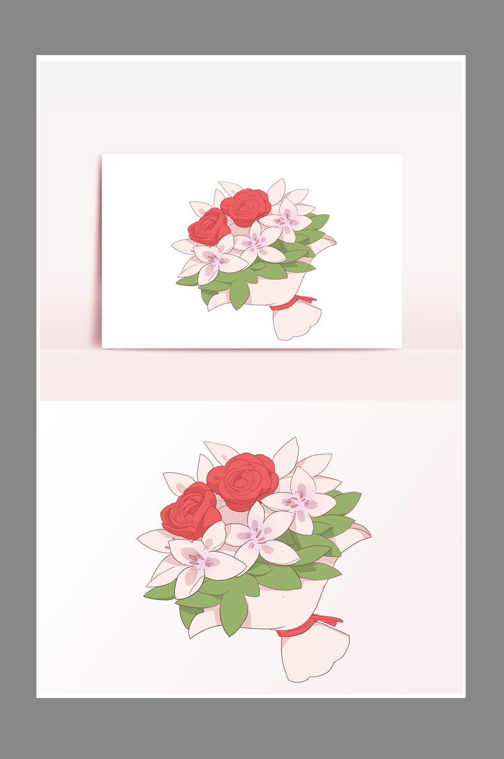 卡通母亲节花束元素素材