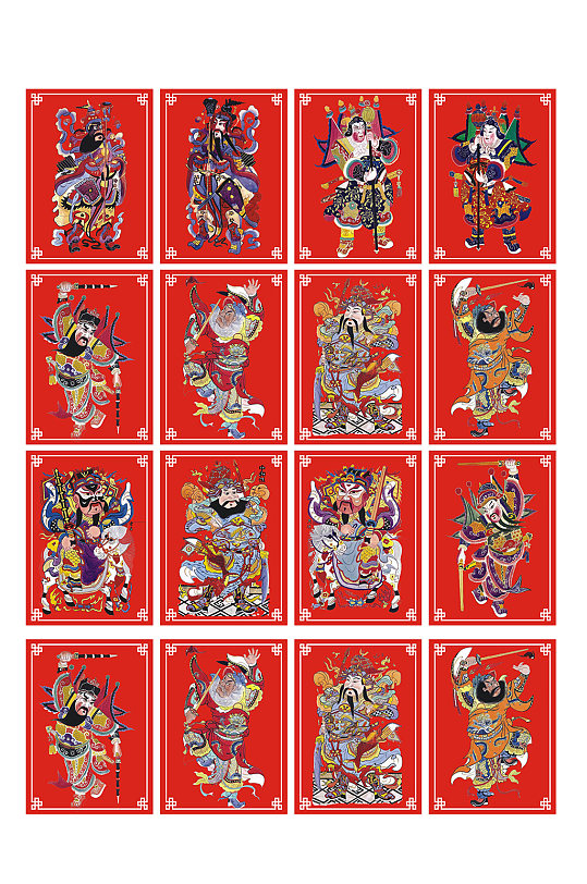 门神过年贴纸元素设计
