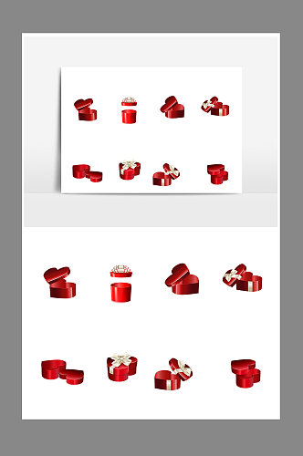 红色礼盒包装盒设计元素