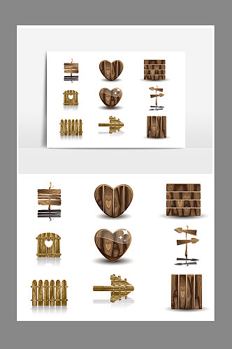 情人节木板木纹指示牌设计素材