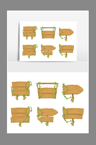 卡通木质指示牌设计素材