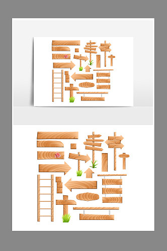 木质指示牌设计元素