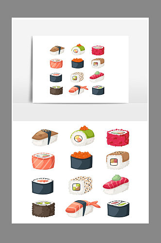 寿司卡通美食美味素材元素设计