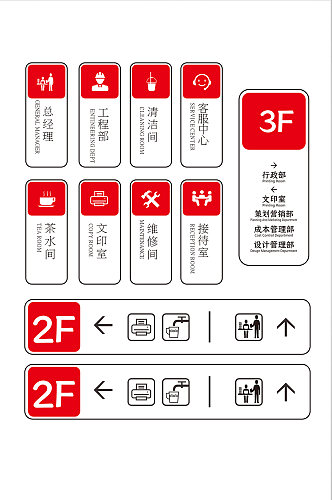 红色竖版商务大气公司导视牌办公室门牌