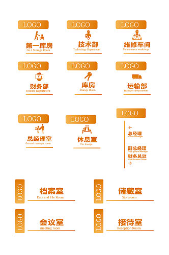 橙色商务大气公司导视牌标牌办公室门牌