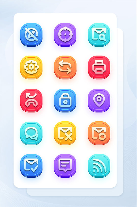 渐变面型手机界面应用程序icon图标-众图网