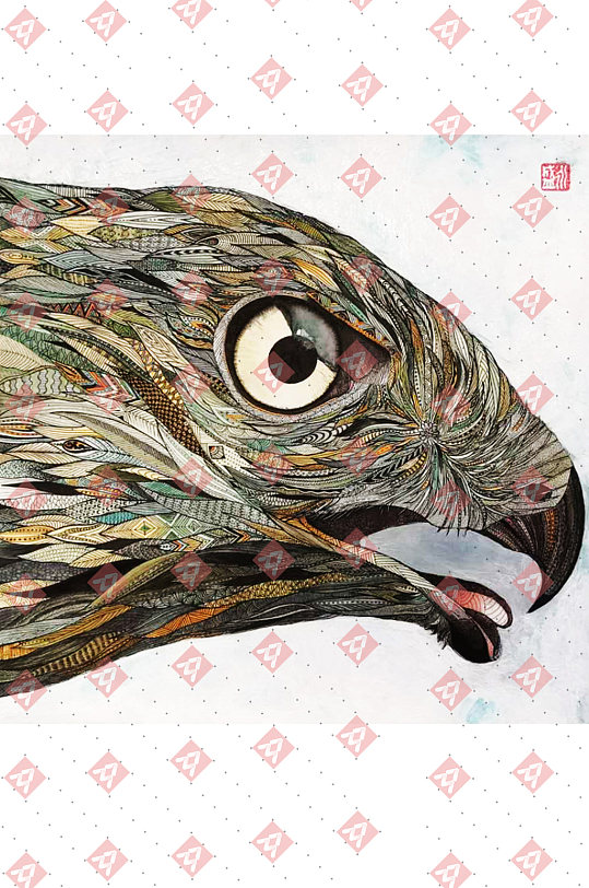 彩绘线描填色装饰画老鹰