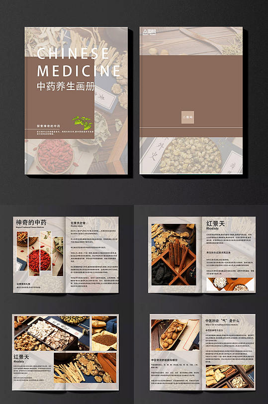 简约中医中药药材介绍宣传画册-众图网