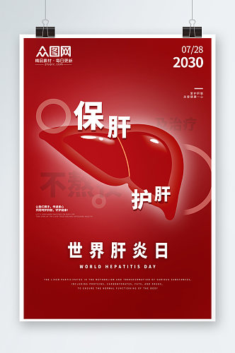 红色警示7月28日世界肝炎日医疗海报
