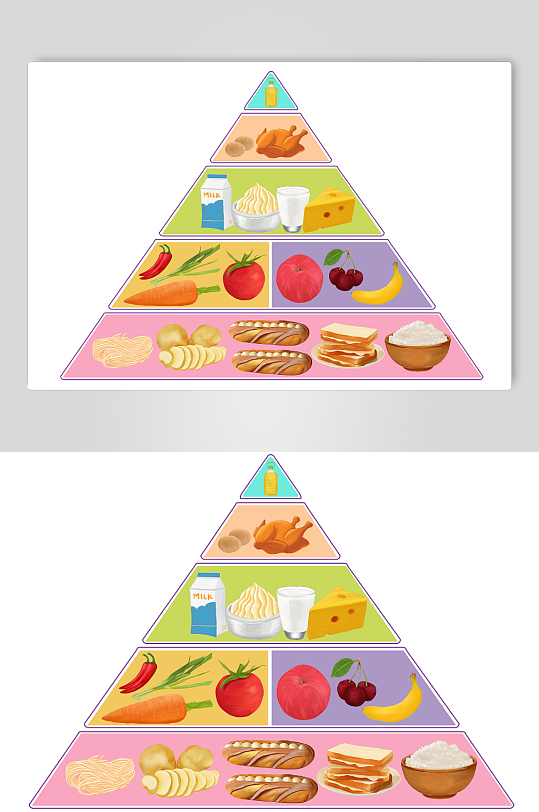 膳食金字塔营养均衡元素手绘插画