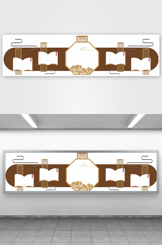 中式文化墙文化廊矢量图-众图网