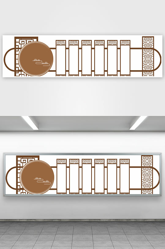 中式文化墙文化廊矢量图-众图网