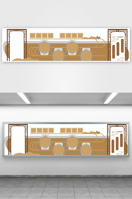 中式文化墙文化廊矢量素材-众图网