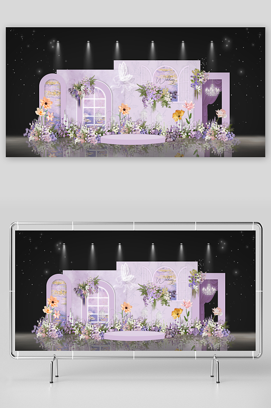 紫色欧式婚礼布景素材-众图网