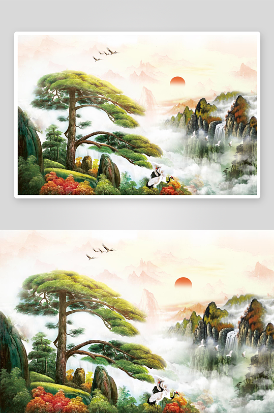 迎客松山水画图片-众图网