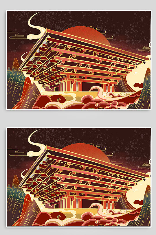 上海世博园城市地标建筑插画-众图网