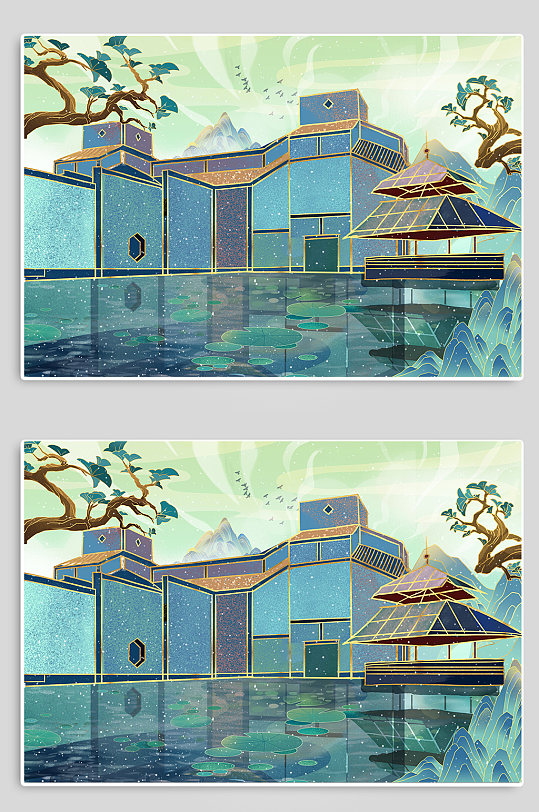 苏州博物馆苏州城市地标建筑插画