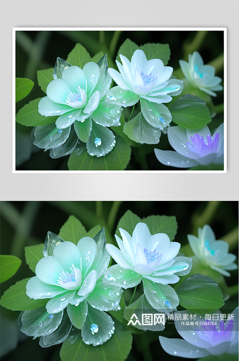 晶莹剔透风格的花朵数字艺术摄影图素材